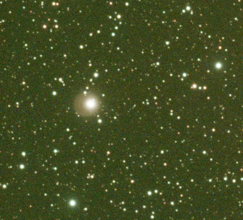 Star field with a bright star whose glow is shifted to the lower left